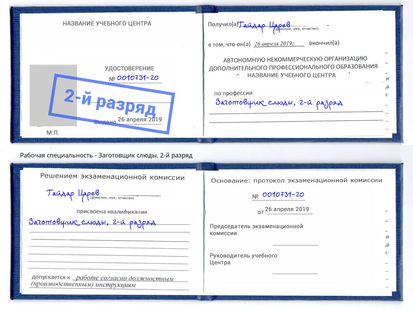 корочка 2-й разряд Заготовщик слюды Железногорск